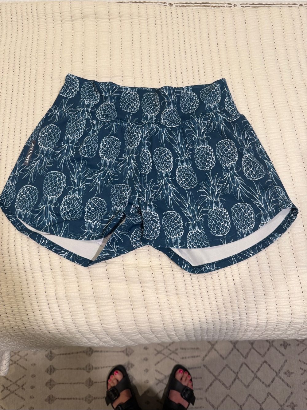 Women's Pineapple Print Teal Running Shorts